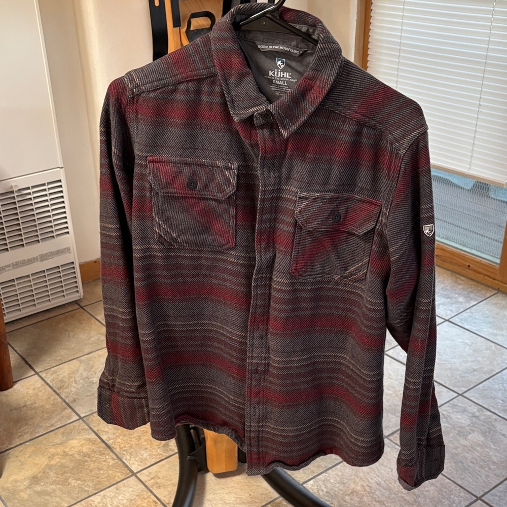 KUHL Men's Burgundy and Charcoal Shirt Jacket